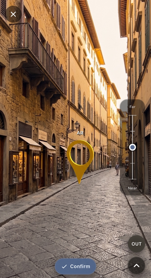 Placing a Timule Memory in AR on a street in Florence