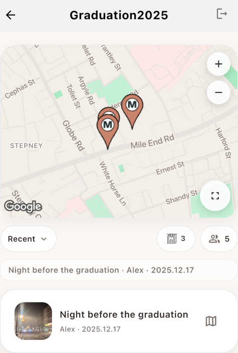 Graduation 2025 Memory Journey containing shared Memories and members